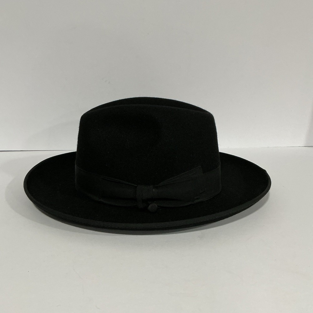 Nino Comos Black Fedora Hat, Felt Fur, Made In EU For Hat Box, Size 6 3/4